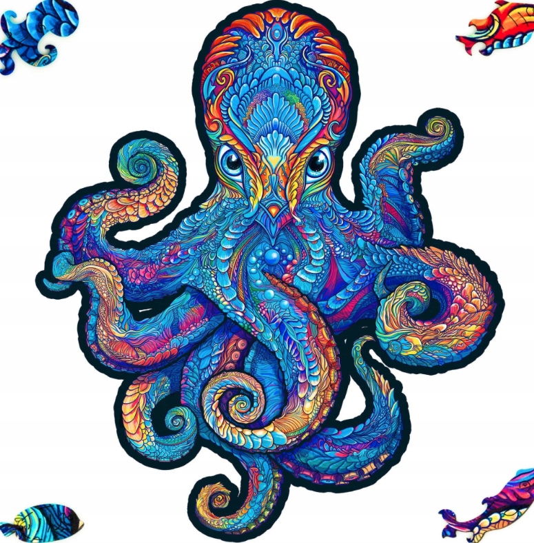 PUZZLE DREWNIANE DLA DOROSŁYCH MAGNETYCZNA OŚMIORNICA M