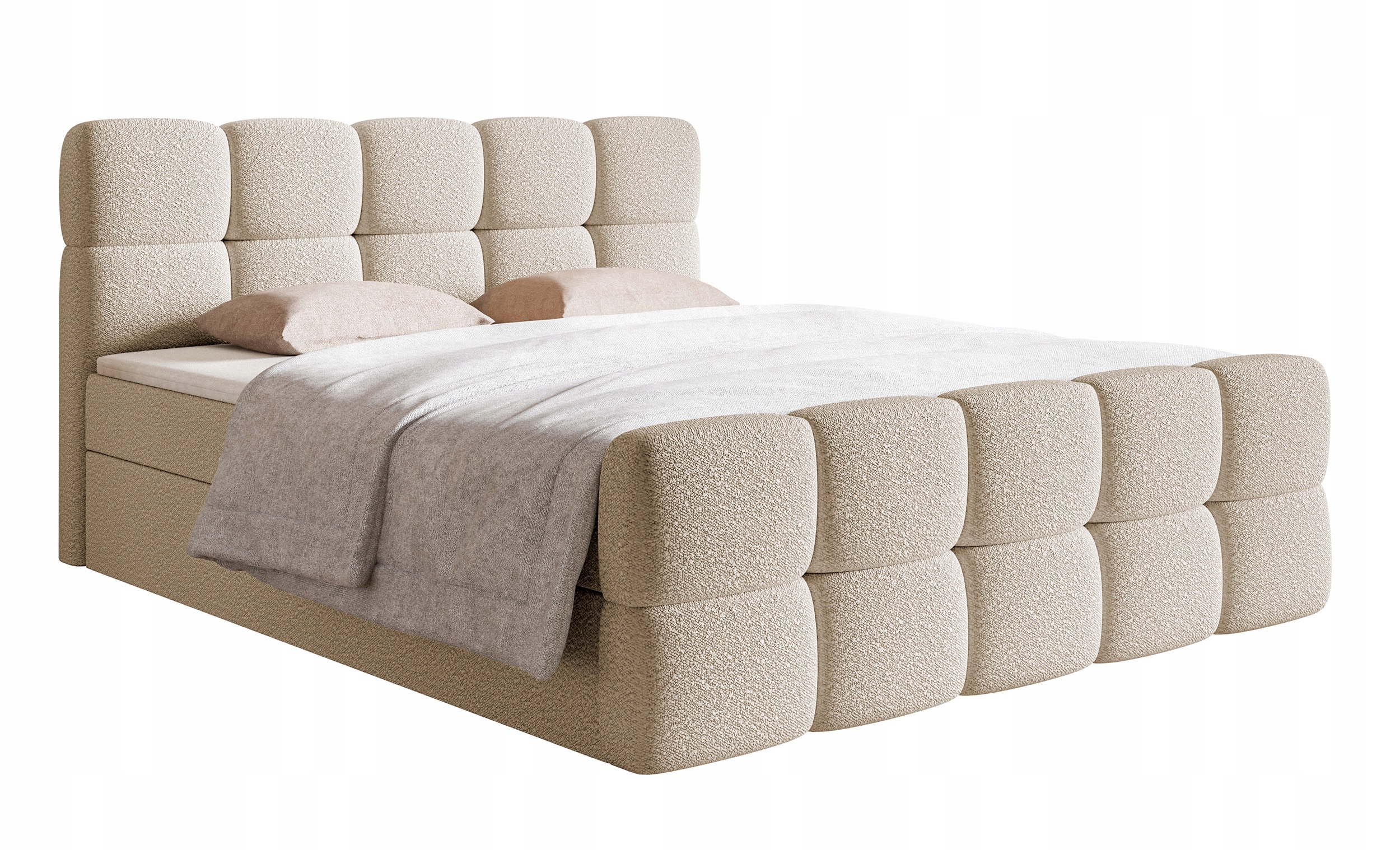 Kontinentální postel 160 x 200 cm Cloudy nádoby topper světle béžové boucle