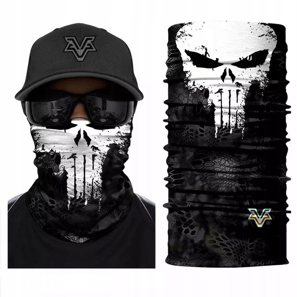 BANDANA SZALIK KOMIN CHUSTA APASZKA PUNISHER BIAŁY