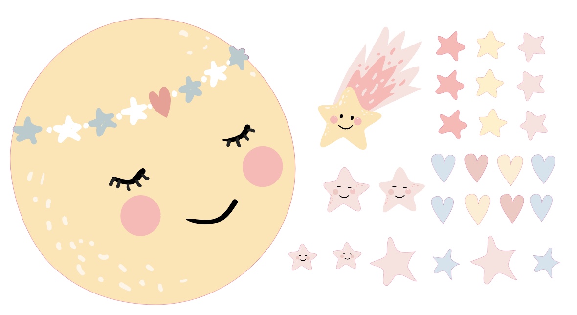 NAKLEJKI NA ŚCIANĘ ŚCIENNE KSIĘŻYC I GWIAZDY