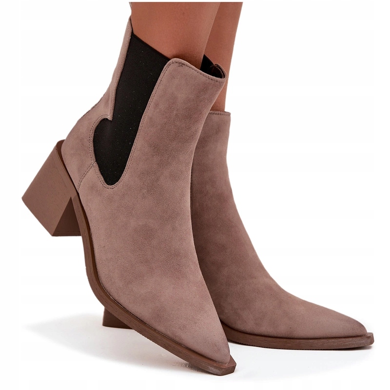 Dámské Kotníkové Boty Semišové, Zateplené, Nazouvací Sloupek Artiker 57C0045 Béžové 41