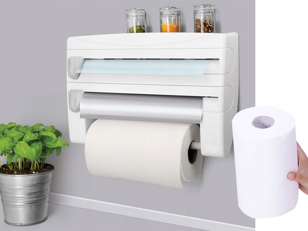 Podajnik dystrybutor do folii i papieru organizer kuchenny 4w1 Długość/wysokość 24 cm