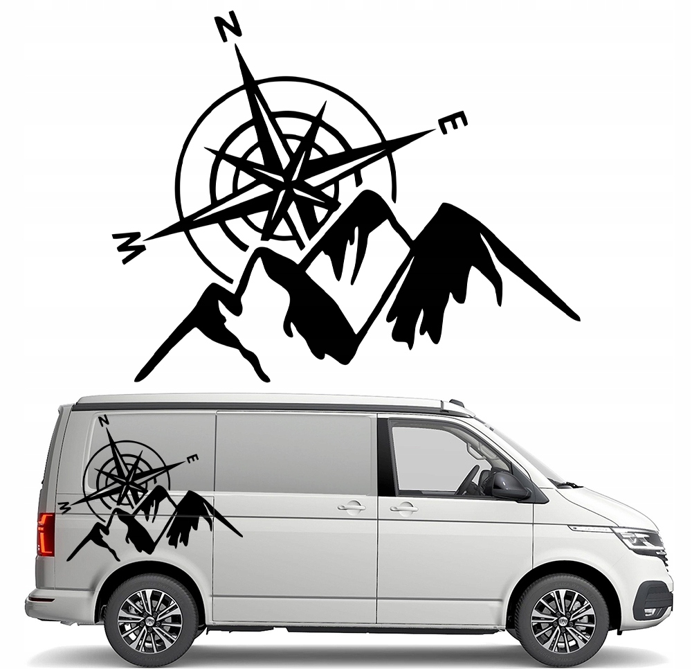 Nálepka Grafika na karavan Kempingový přívěs Růže Větrů Hory 90x113