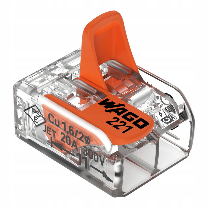 

Wago Szybkozłączka Drut/linka 2x4mm 221-412 10 szt