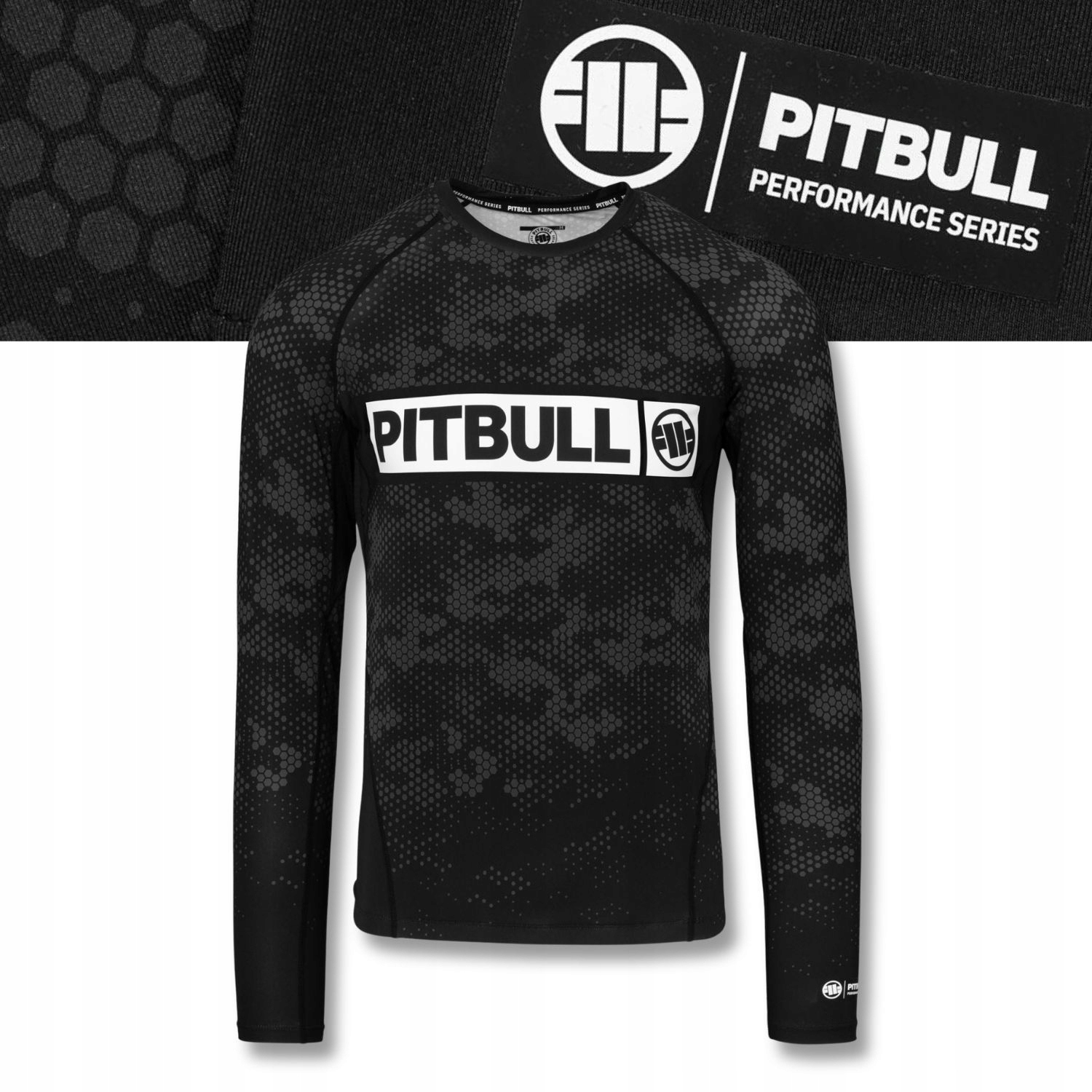 Męski Rashguard longsleeve Pitbull koszulka techniczna Hex Camo Hilltop