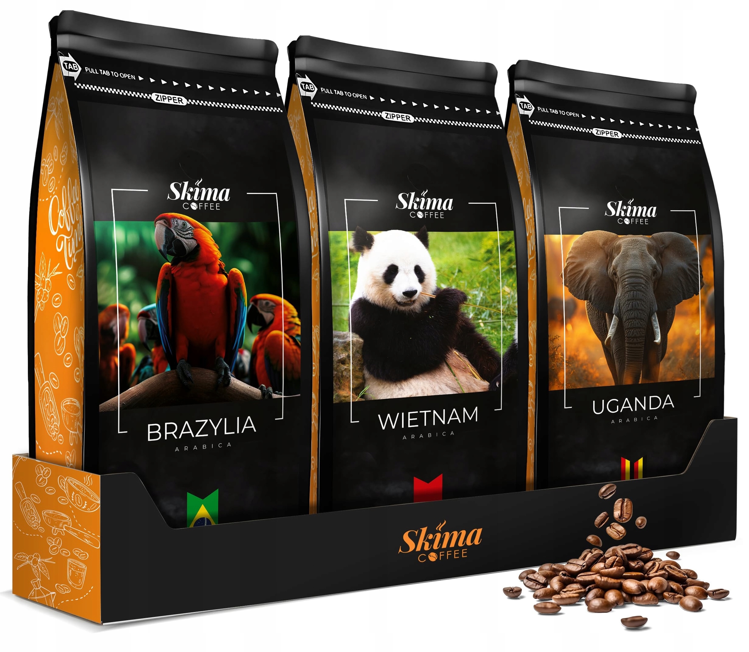 Levně Mletá káva 1 kg x 3 Brazílie/vietnam/uganda 100% Arabica Čerstvá Dárek