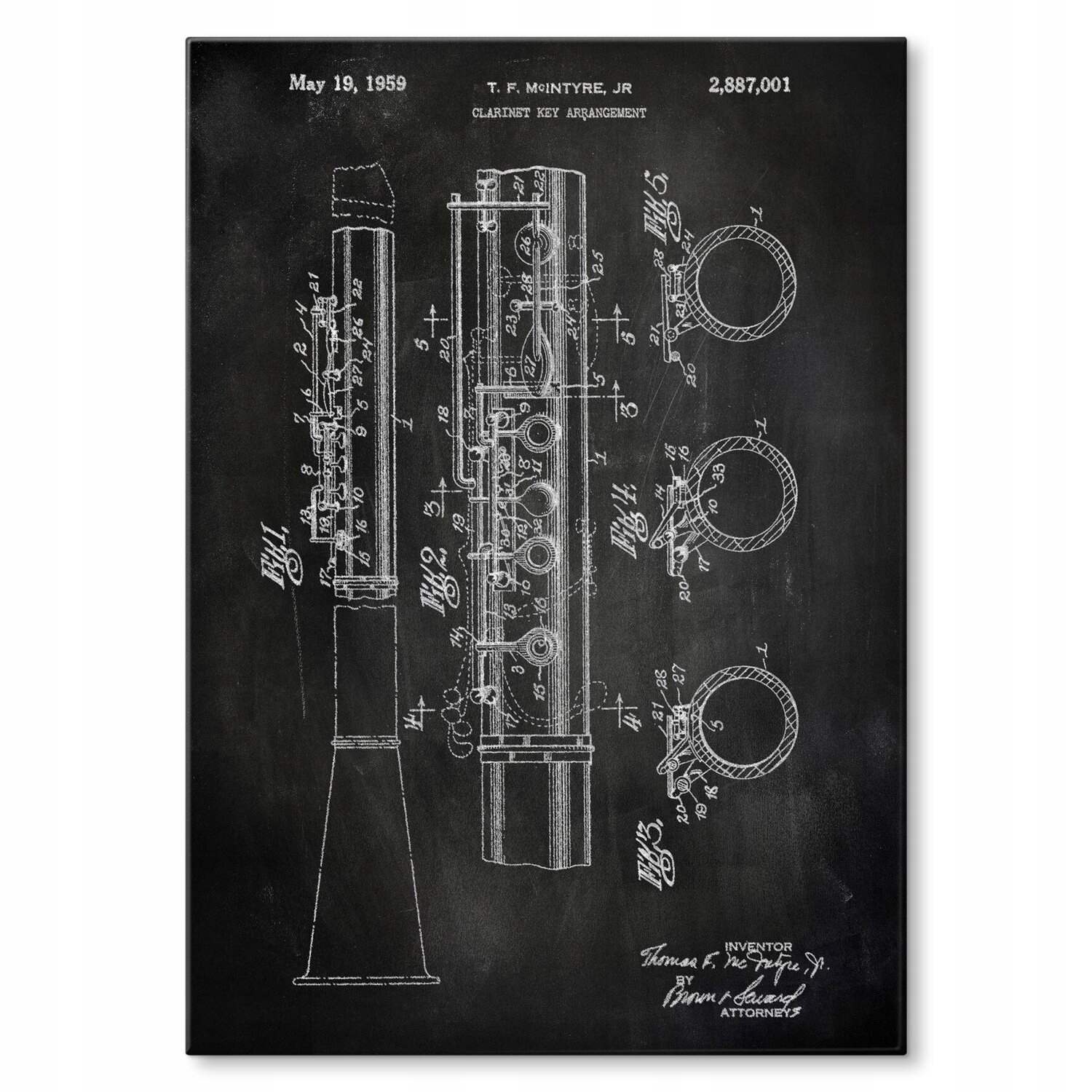 Kovový plakát Clarinet Musician Slate Szyld Plech 30 x 42 cm Dárek