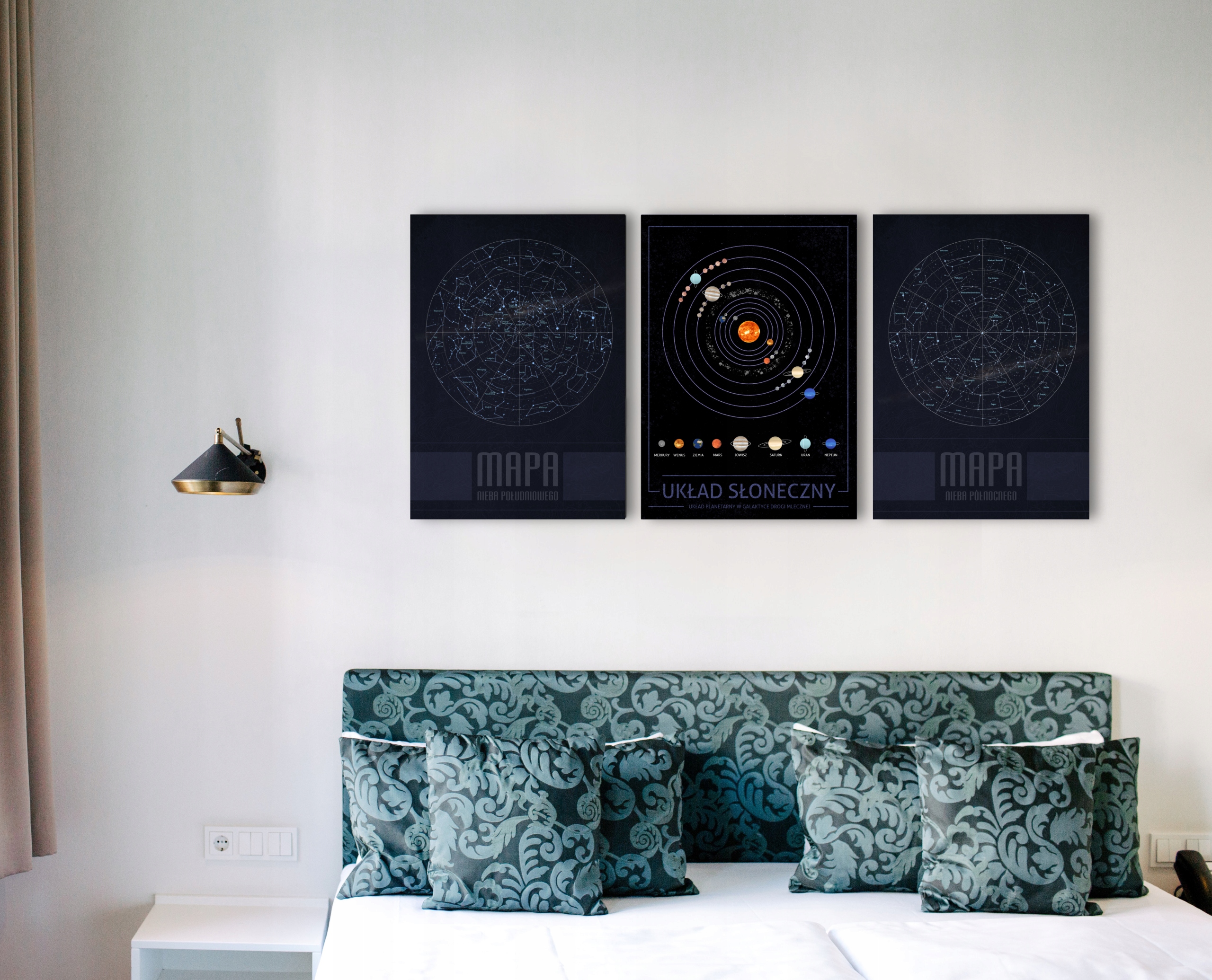 3 PLAKATY ANTYRAMA A3 MAPA NIEBA UKŁAD SŁONECZNY Marka inna