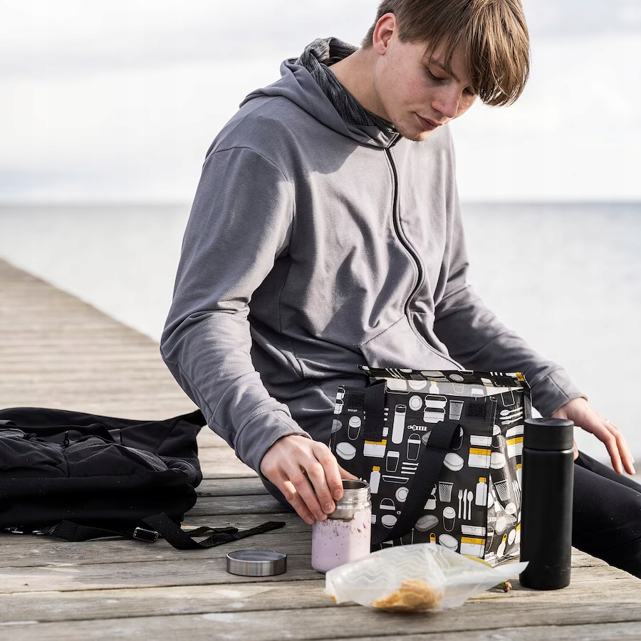 IKEA FLADDRIG Torba na lunch, wzór szary, 25x16x27 Marka Ikea