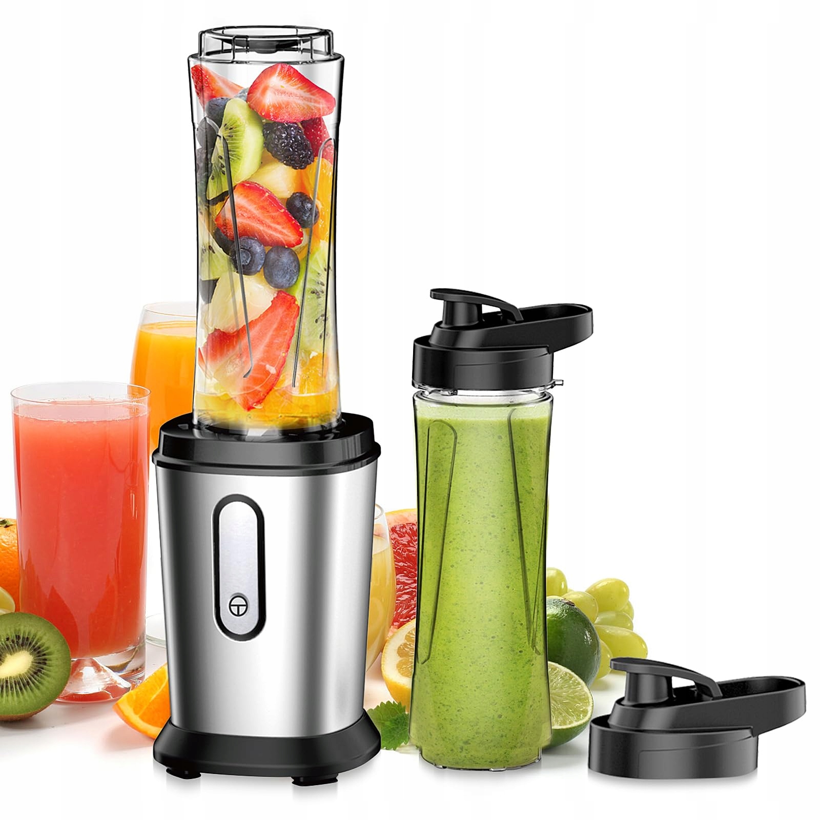 Qxmcov Blender 500W Mini Smoothie Maker 2x600ml BPA Free Stal Nierdzewna