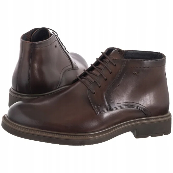 Pánské Kožené Boty Kotníkové Boty Wojas Hnědé 24130-52 Brown