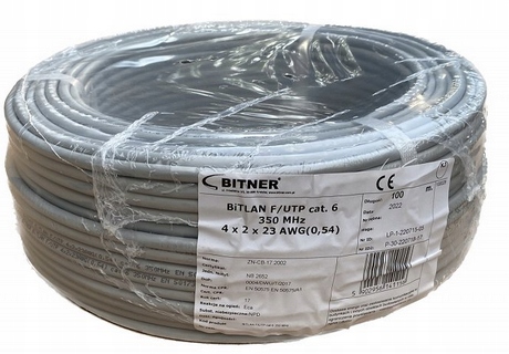 Przewód ekranowany F/utp Bitner kat 6 Plcu krążki 100m