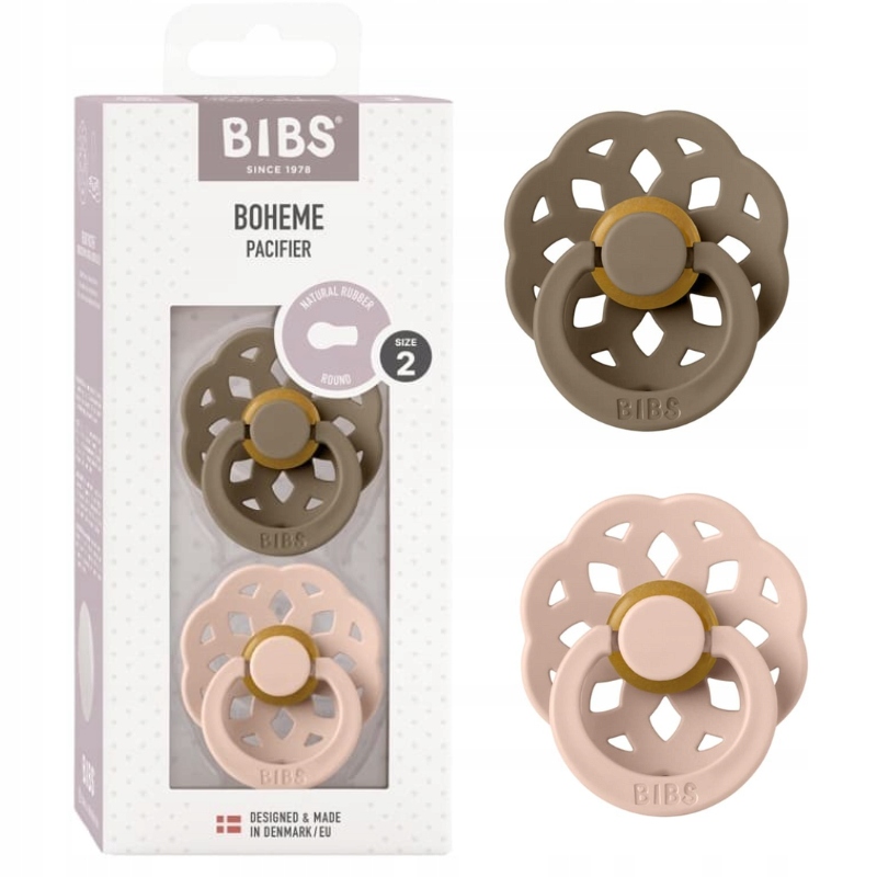BIBS Smoczek Kauczuk 6 m+ BOHEME 2pak M