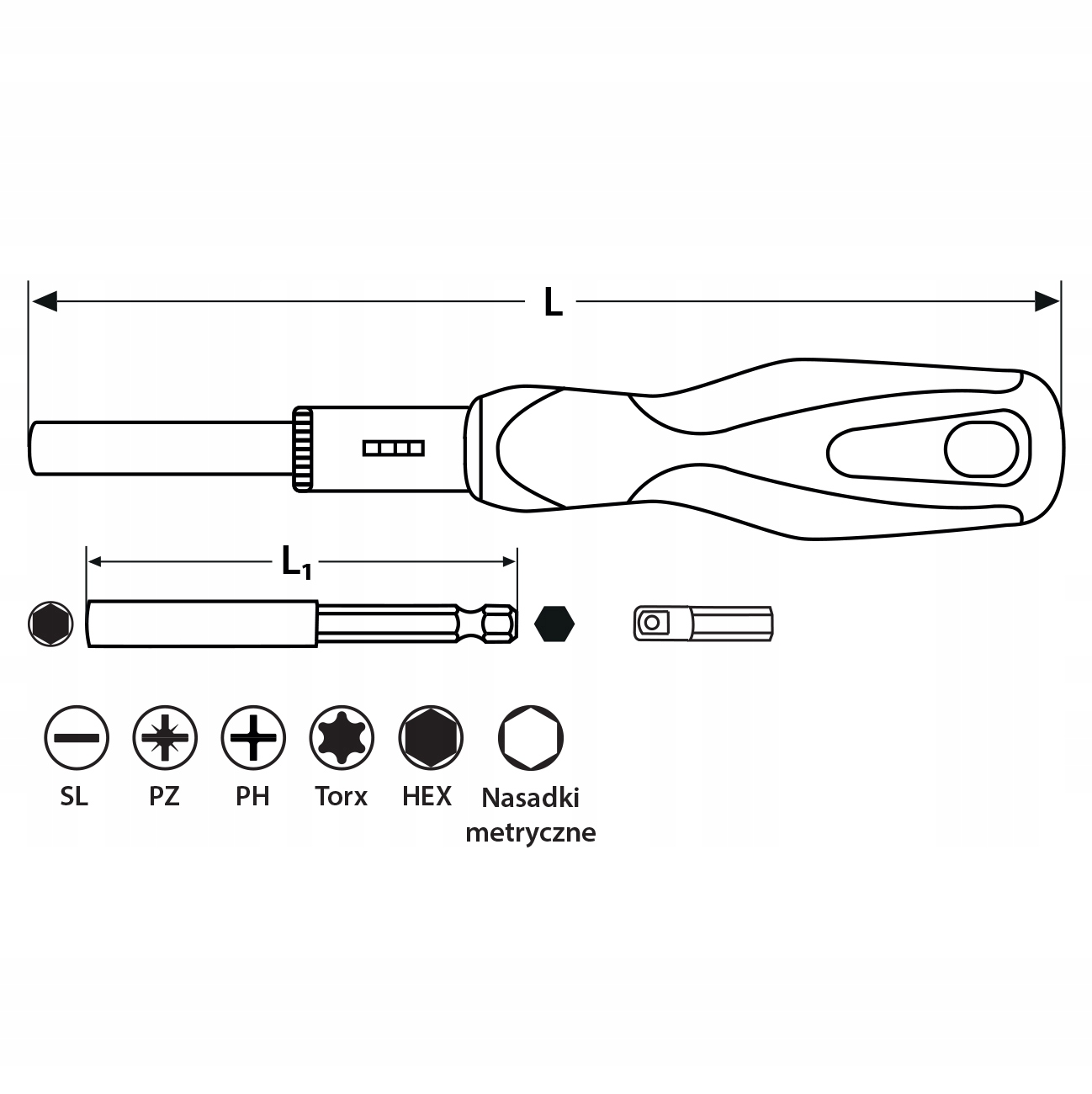 KOŃCÓWKI WKRĘTAKOWE I NASADOWE Z UCHWYTEM 46 częśc Marka Rexxer
