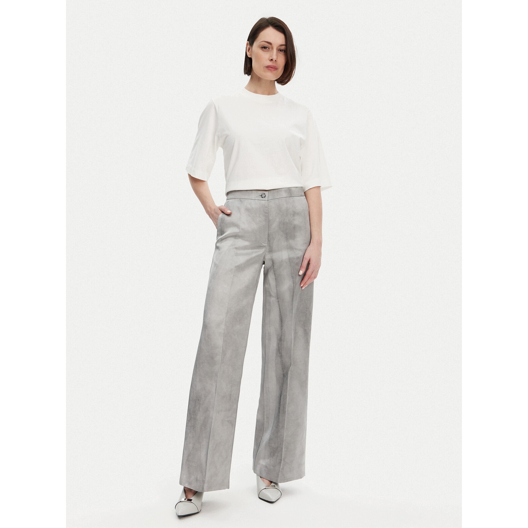 Pinko Damskie Spodnie materiałowe 104805 A2BP Szary