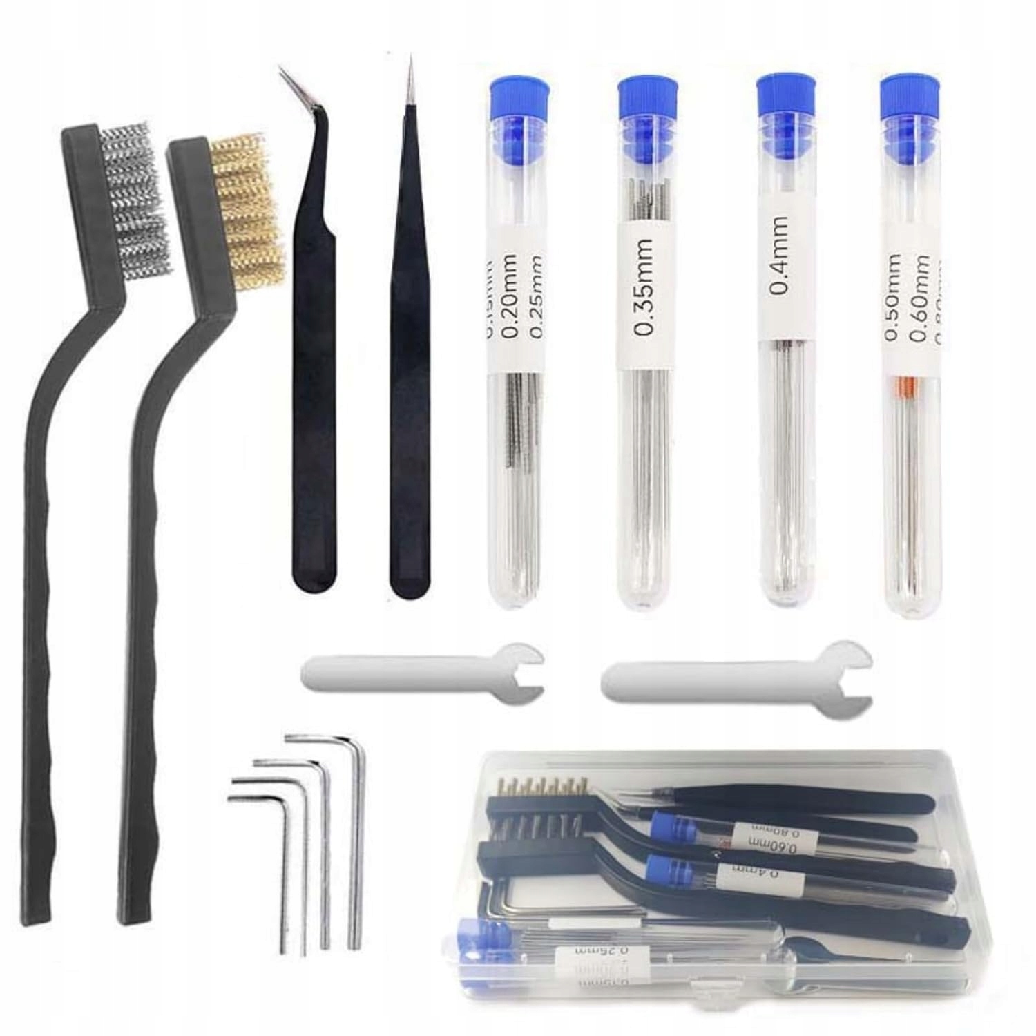 Zestaw Do Czyszczenia Dysz Drukarki 3D Igły Szczoteczki Akcesoria 48 El.