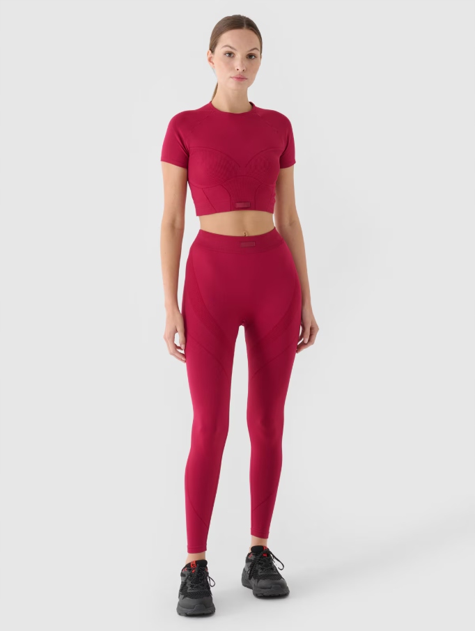 Dámské tréninkové legíny s vysokým pasem červené, vel.