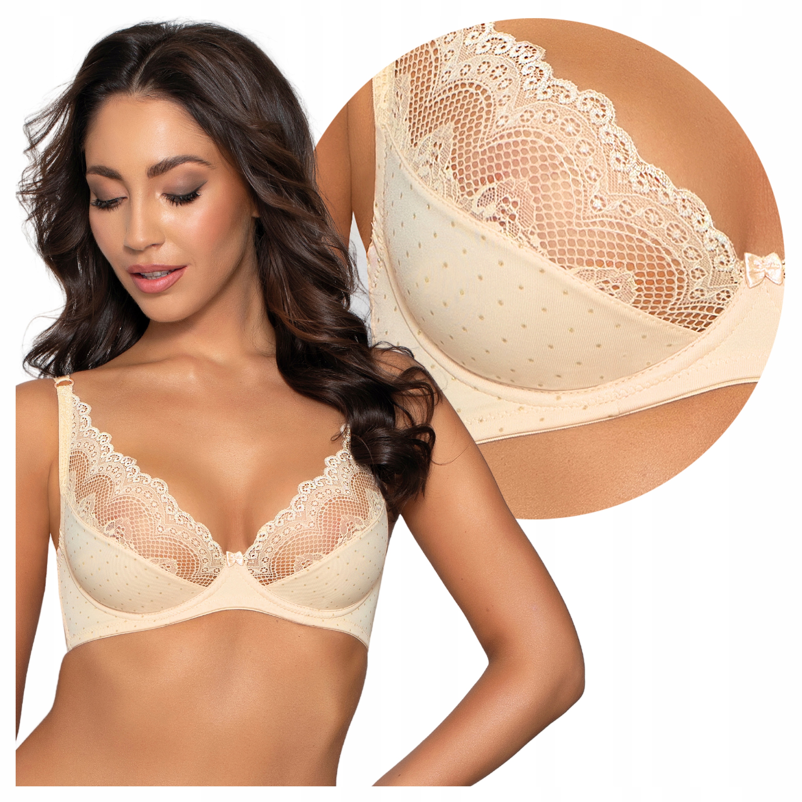 Krajková měkká podprsenka s kosticemi v kostce Sophia Béžová 65G