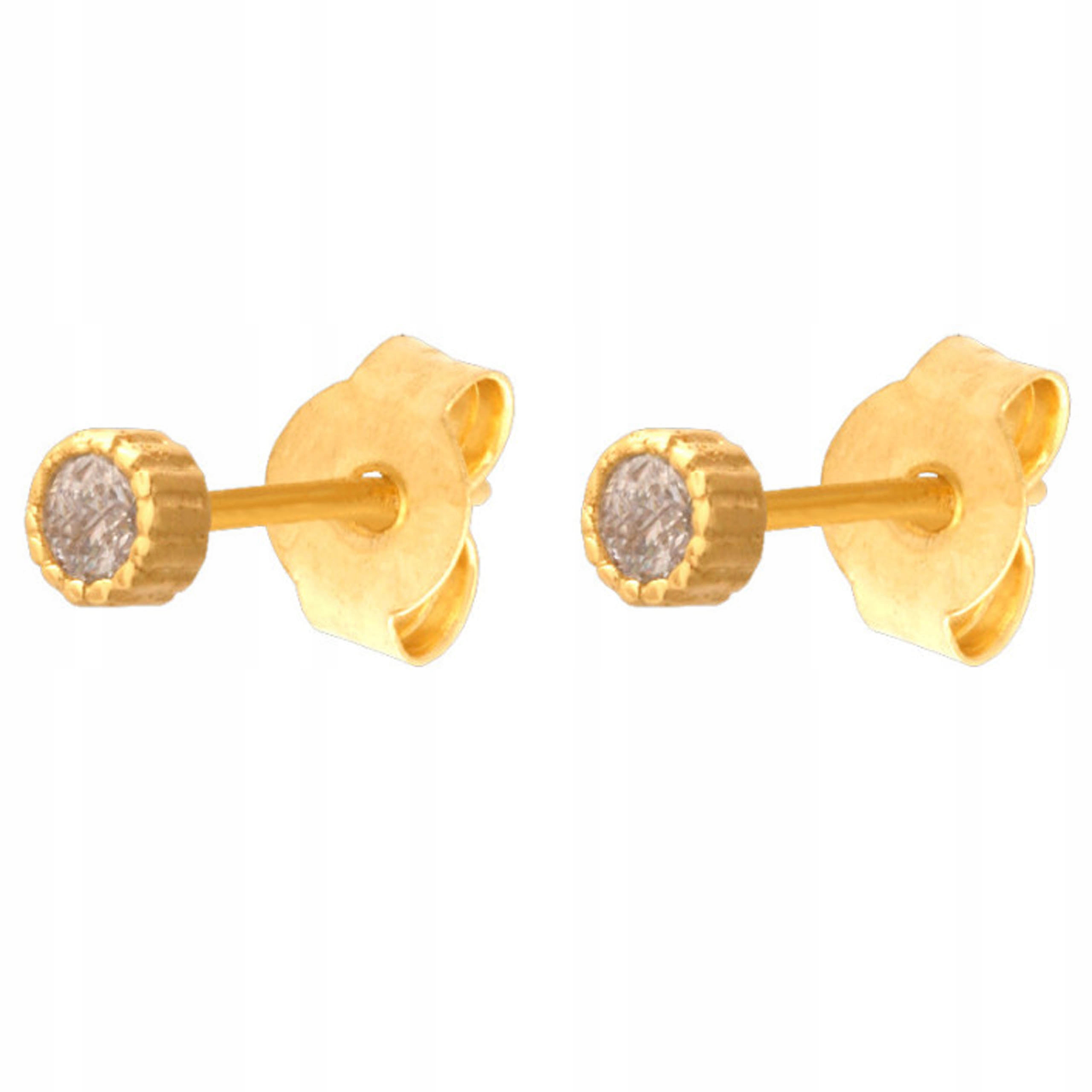 Zlaté Náušnice 585 Zirkony V Rámu 0,85g klasický vzor pro ni dárek