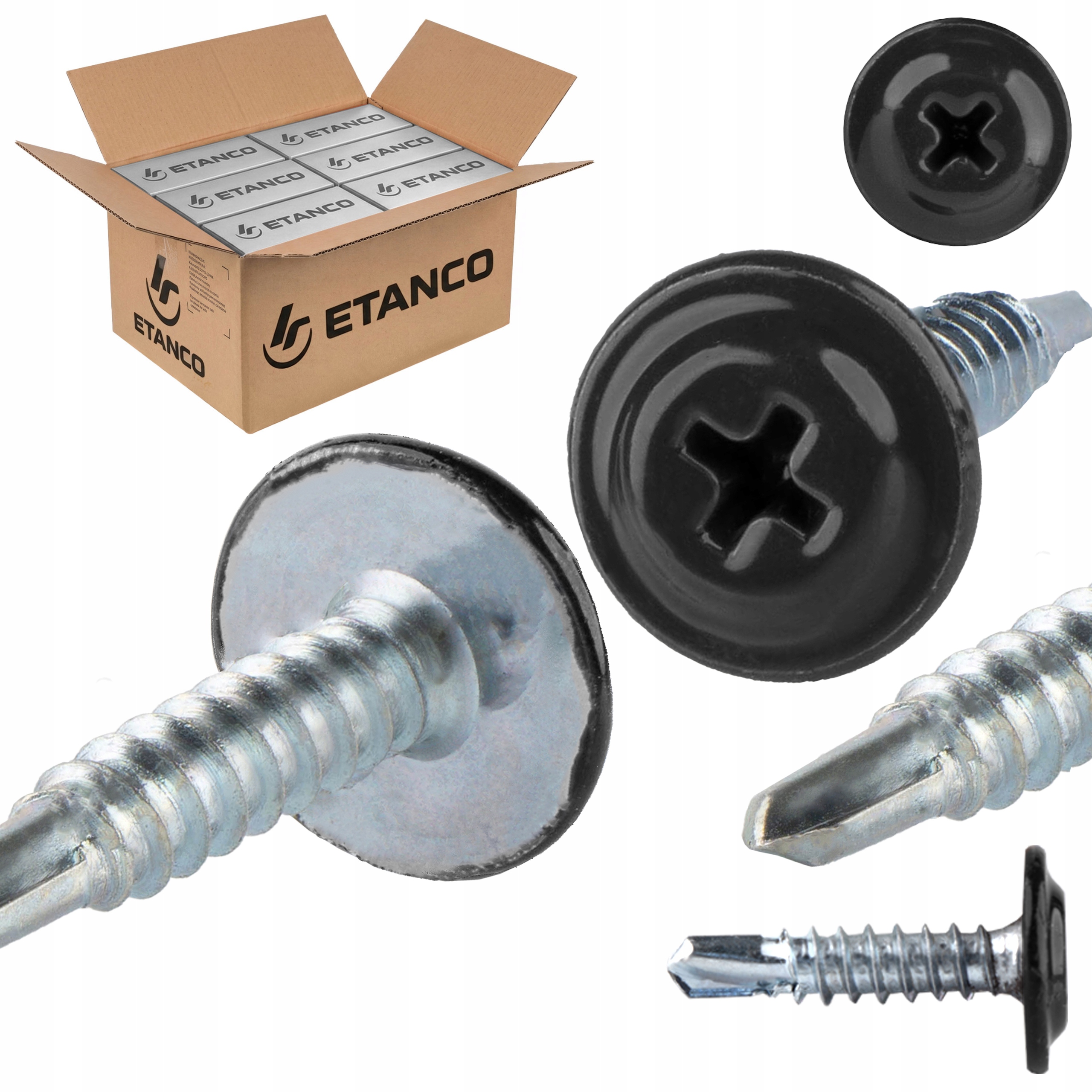 Samorezné podložkové skrutky 4,2 x 19 mm Ral 9005 2000 ks Etanco Gm-b