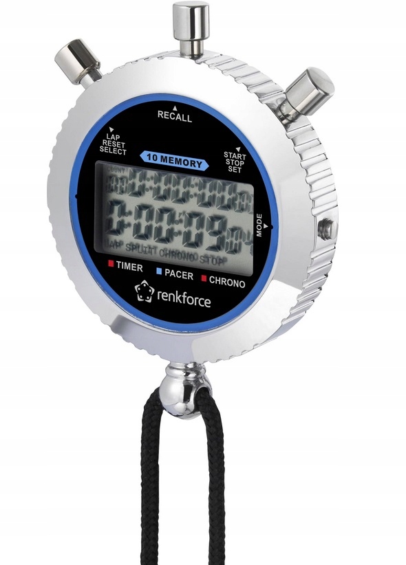 PROFESJONALNY STOPER ELEKTRONICZNY 0,01s BIEGANIE SPORT RENKFORCE GERMANY Model STOPER CYFROWY METALOWY RF-4612980