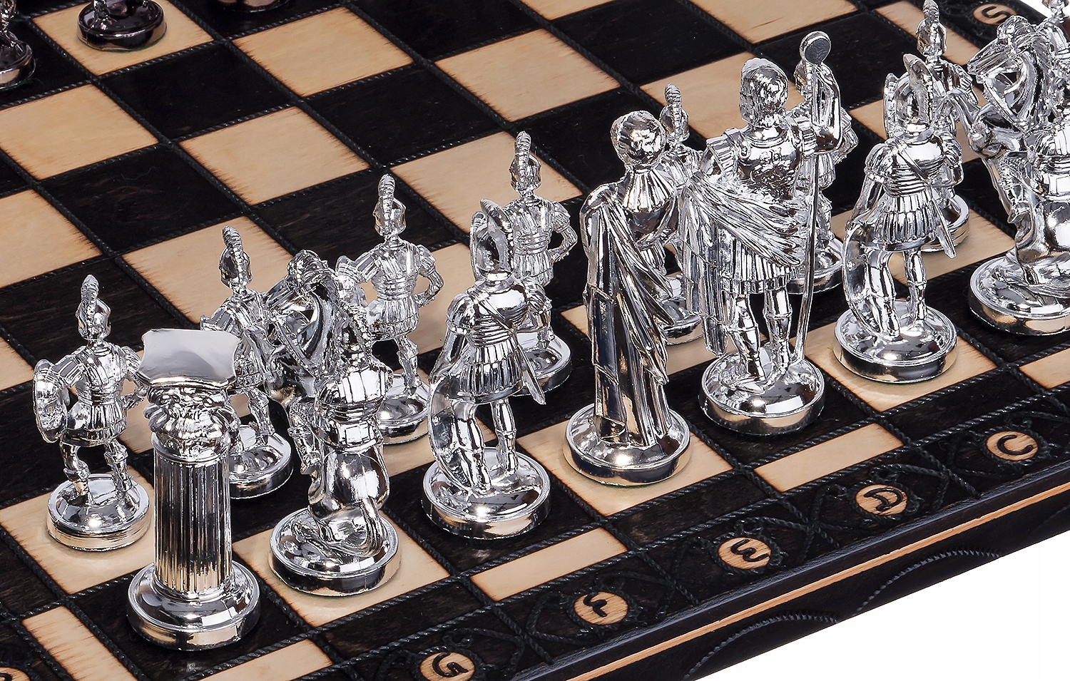 SZACHY RZYMSKIE DREWNIANE SREBRNO-CZARNE DUŻE 42cm Wiek gracza 3-4 lata 5-7 lat 8-11 lat 12-14 lat 15-18 lat 18+