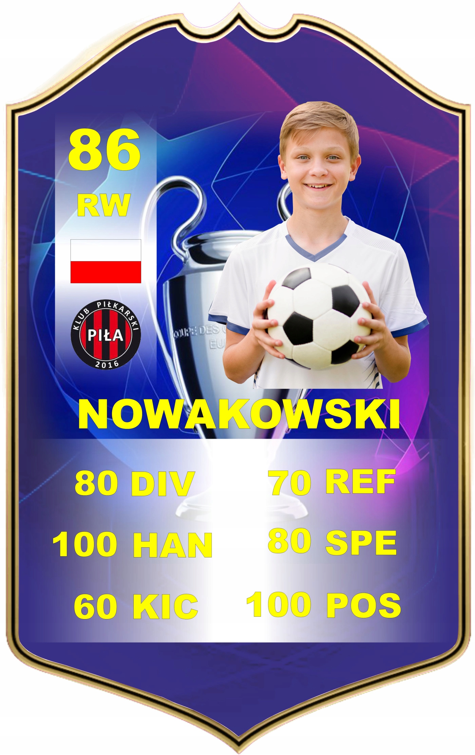 

Personalizowana karta zawodnika karta piłkarska