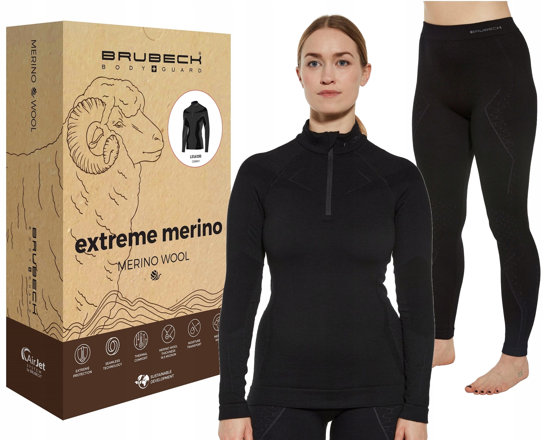 Brubeck Merino Women bielizna Termiczna z wełny do sportów zimowych -L