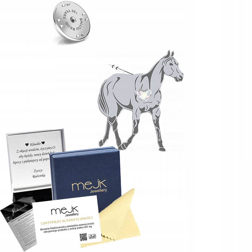 Odznak s koněm plným anglické krve 925 Šperky Dedikace
