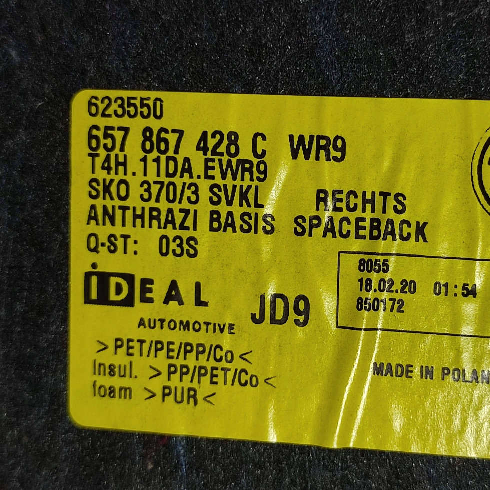 Skoda Scala 2020 rear part side right side / upholstery / boot