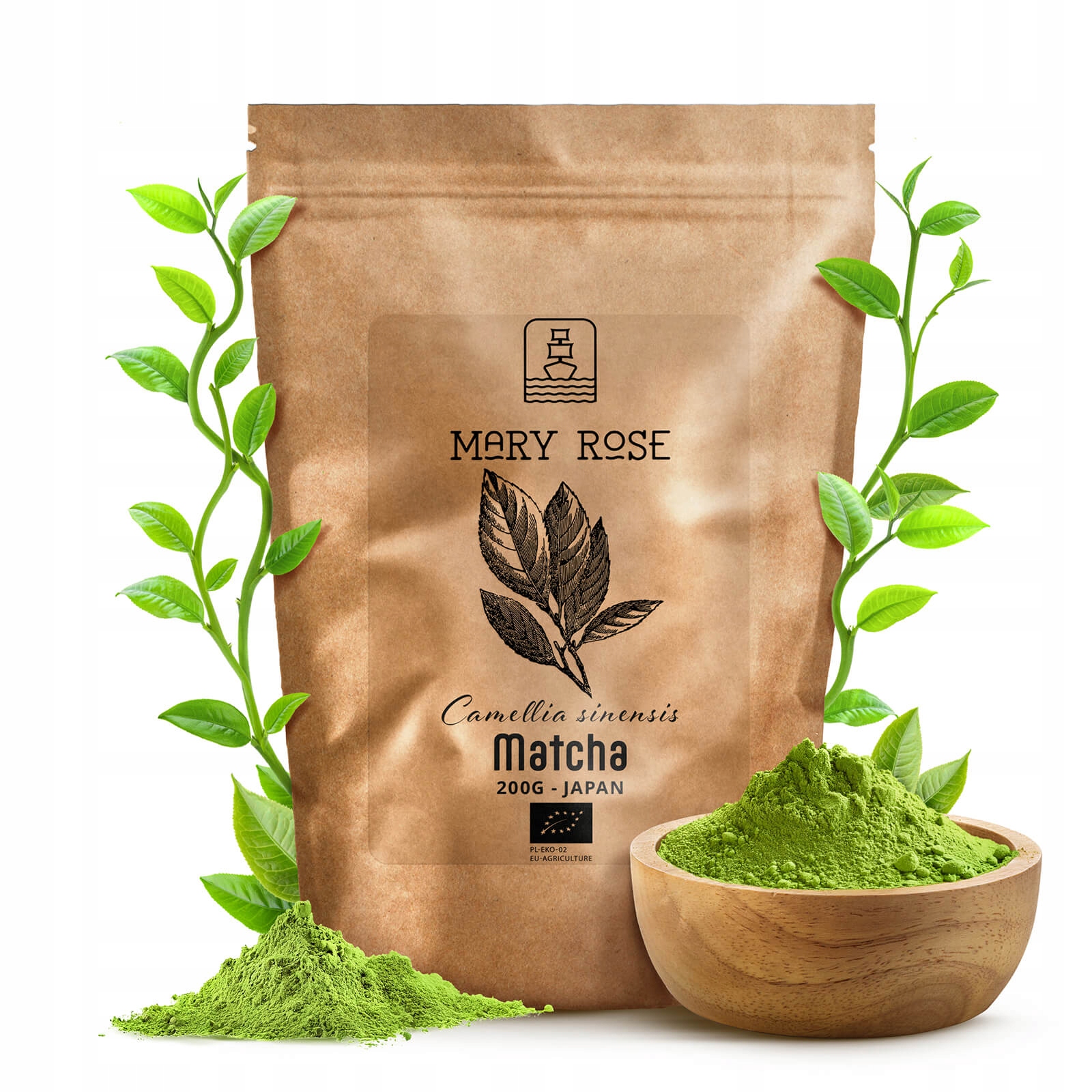 Mary Rose Japońska Matcha Bio Herbata Zielona organiczna 200g