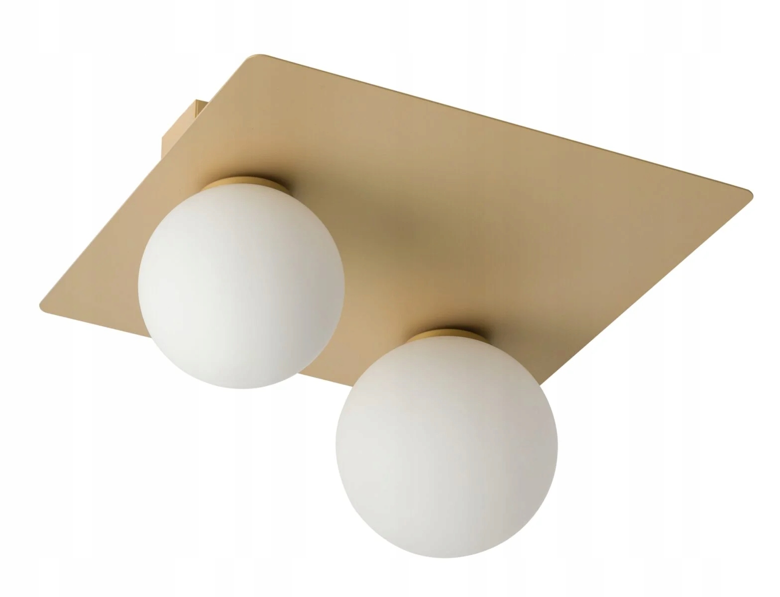 Zlatá dekoratívna stropná lampa 2 sklenené biele gule do spálne Sigma