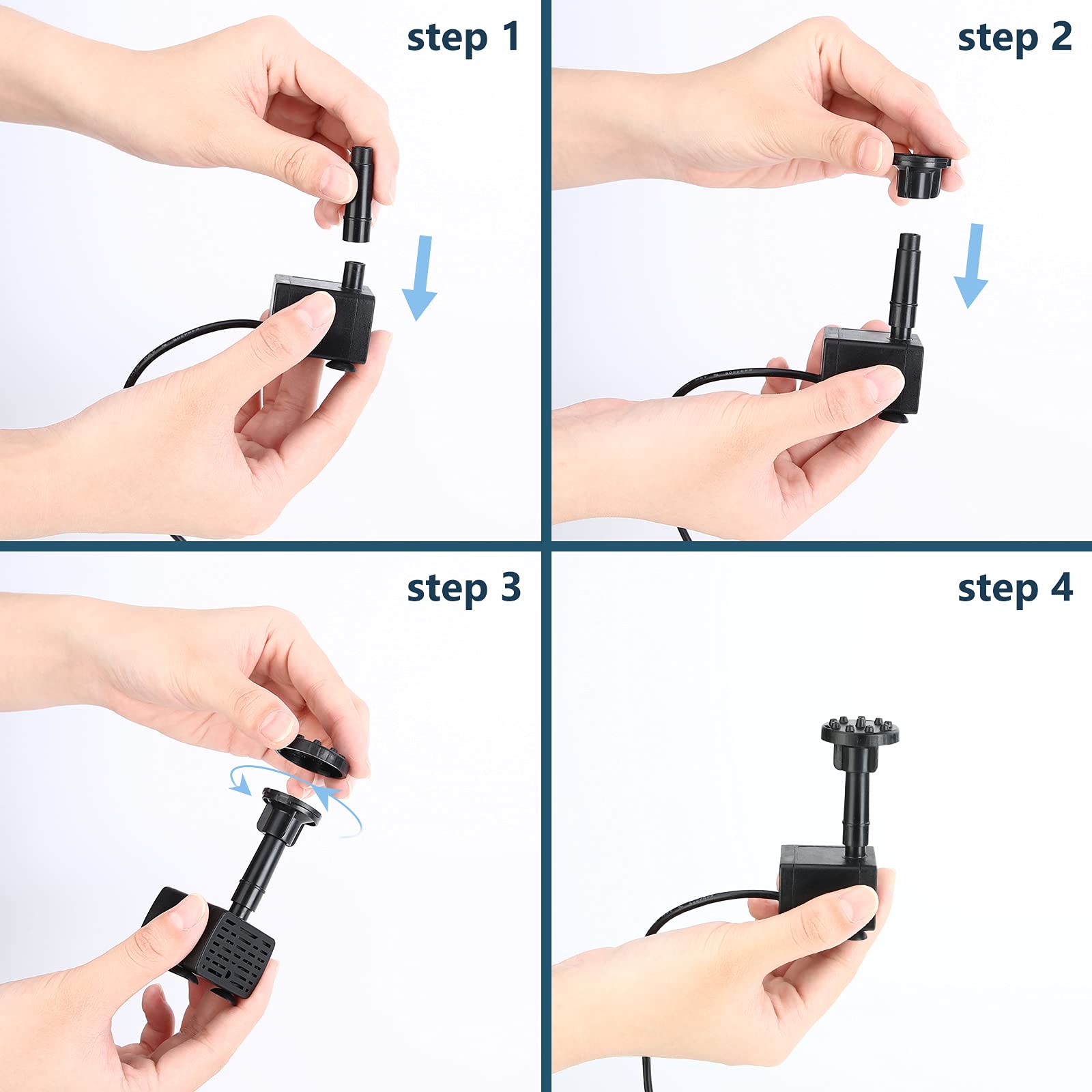 AISITIN Fontanna Solarna 2.5W Zestaw DIY Pompa Do Stawu 2025 Upgrade — miniatura 6