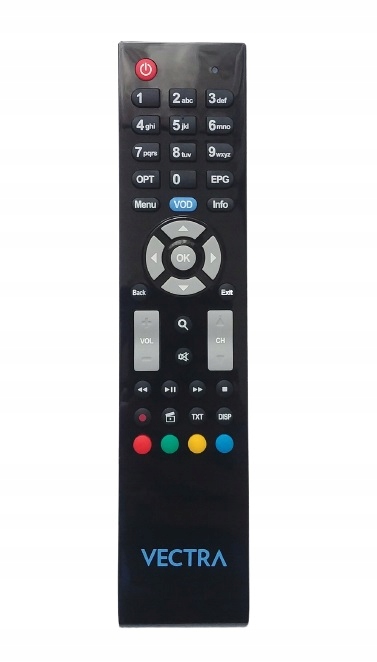 Dálkový Ovladač pro dekodéry kabelové televize originál plochý úzký Vectra -blue
