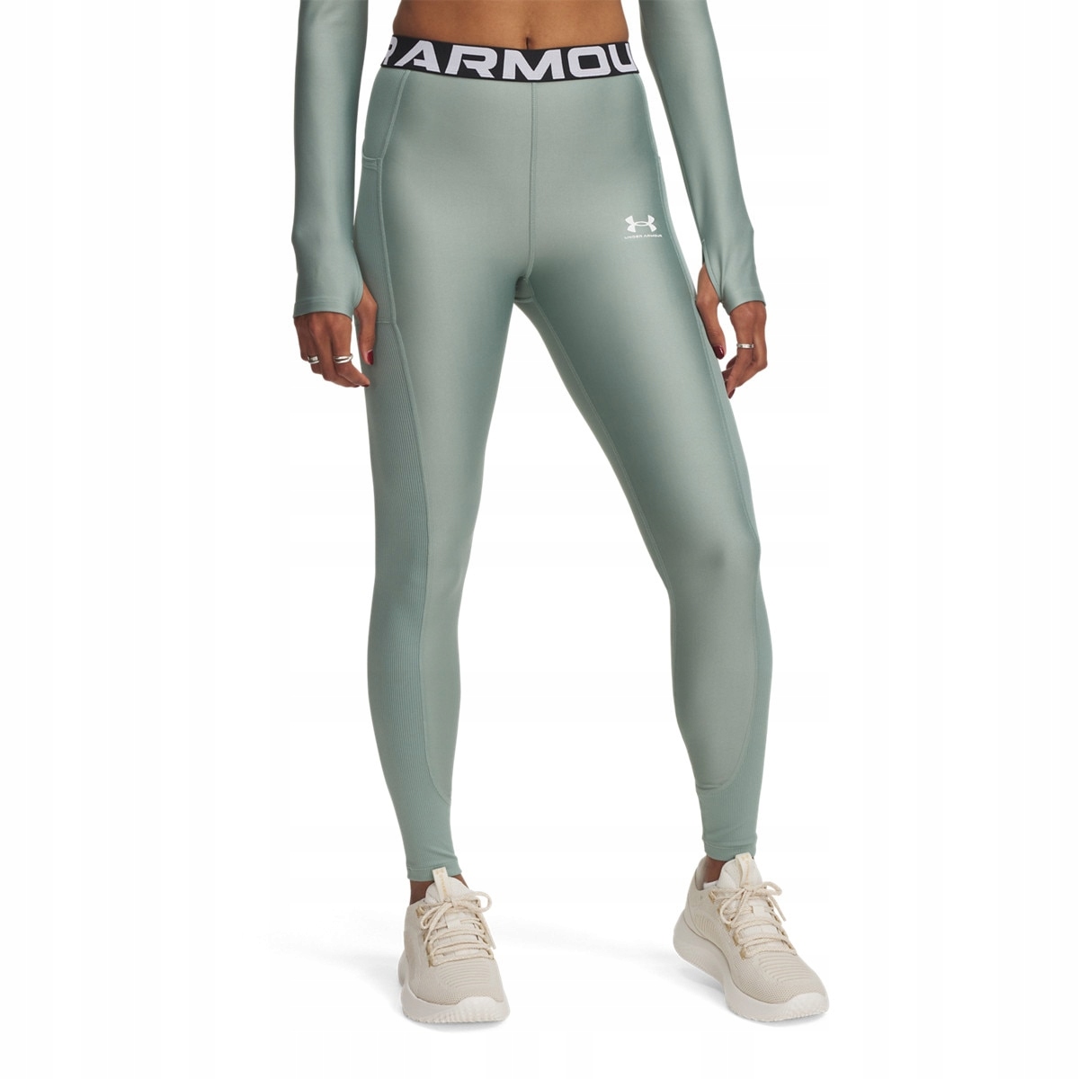 Damskie legginsy treningowe Under Armour Heatgear Rib Legging Zielony M