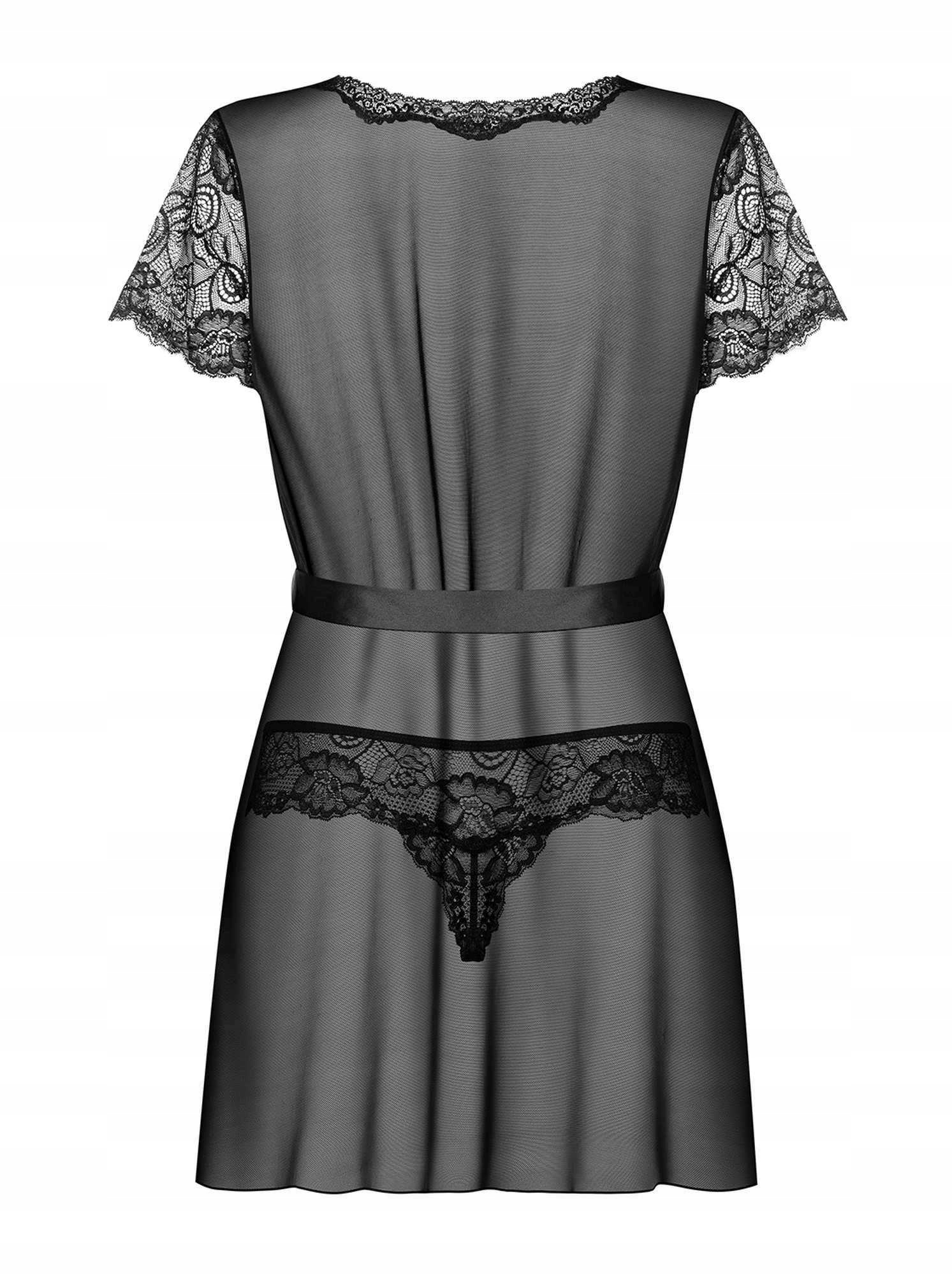 Prześwitujący peniuar stringi komplet alluria s/m Marka Obsessive