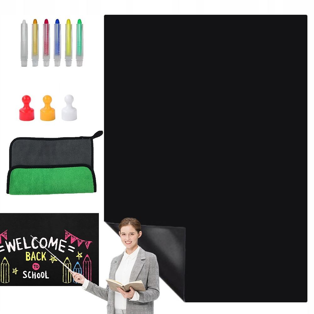 Magnetyczna Tablica Kredowa Samoprzylepna Czarna Duża 200*100CM Z Kreda