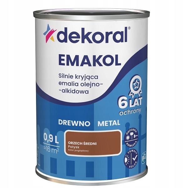 DEKORAL EMALIA SILNIE KRYJĄCA orzech średni 0,9L
