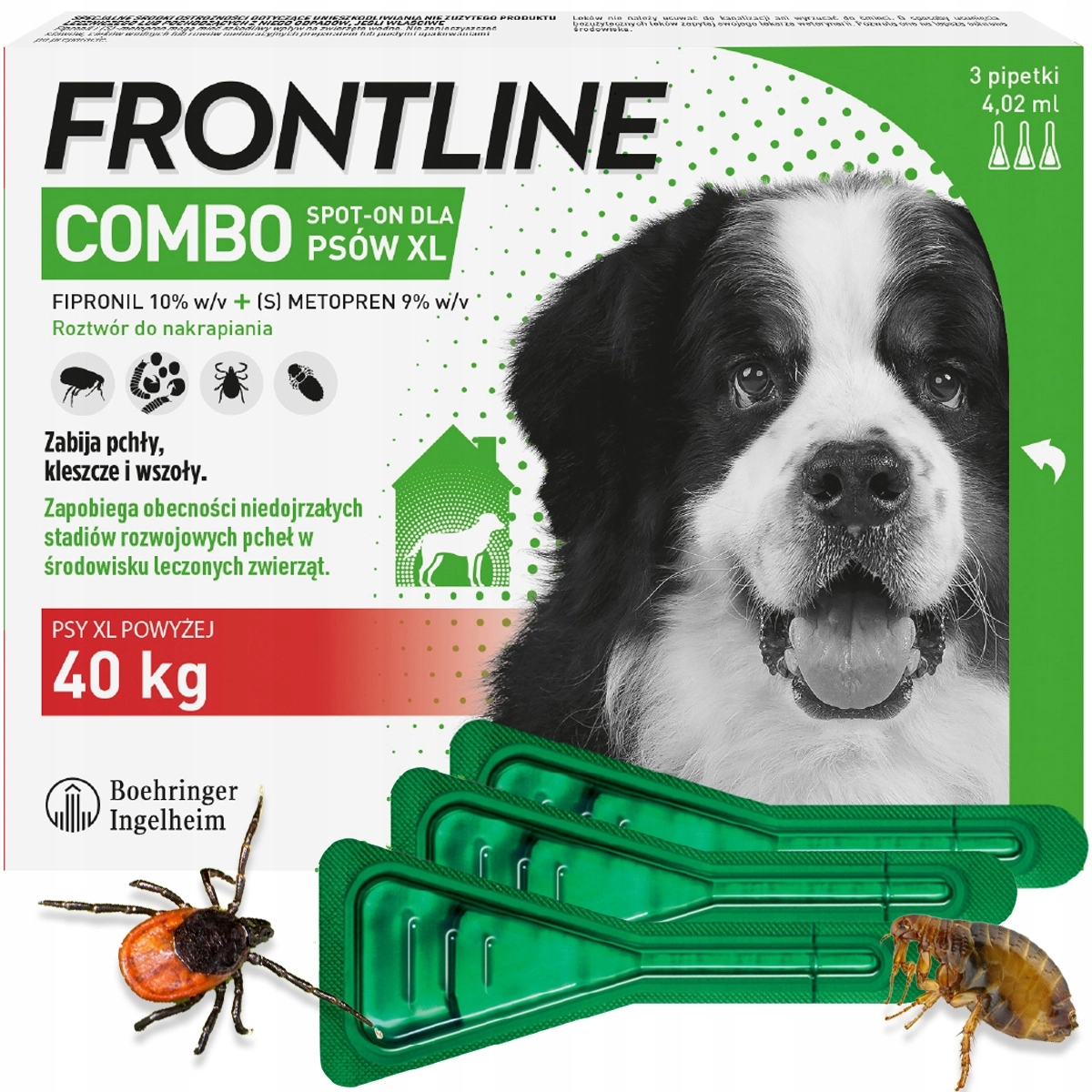 Krople Frontline Combo XL Kleszcze Pchły dla Psa powyżej 40 kg 3x1 Pipeta
