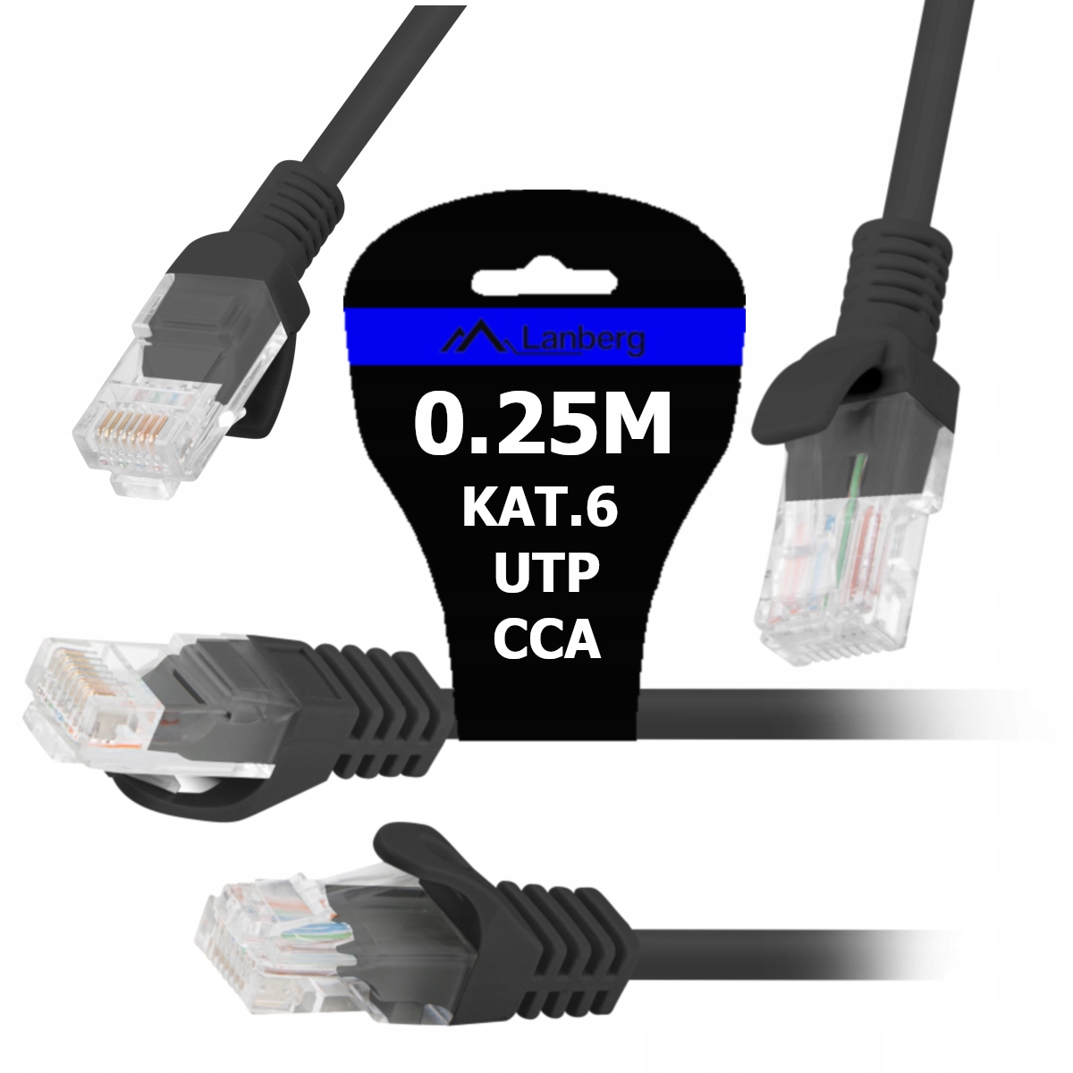 Patchcord U/UTP 6 RJ45 / RJ45 0,25 m czarny