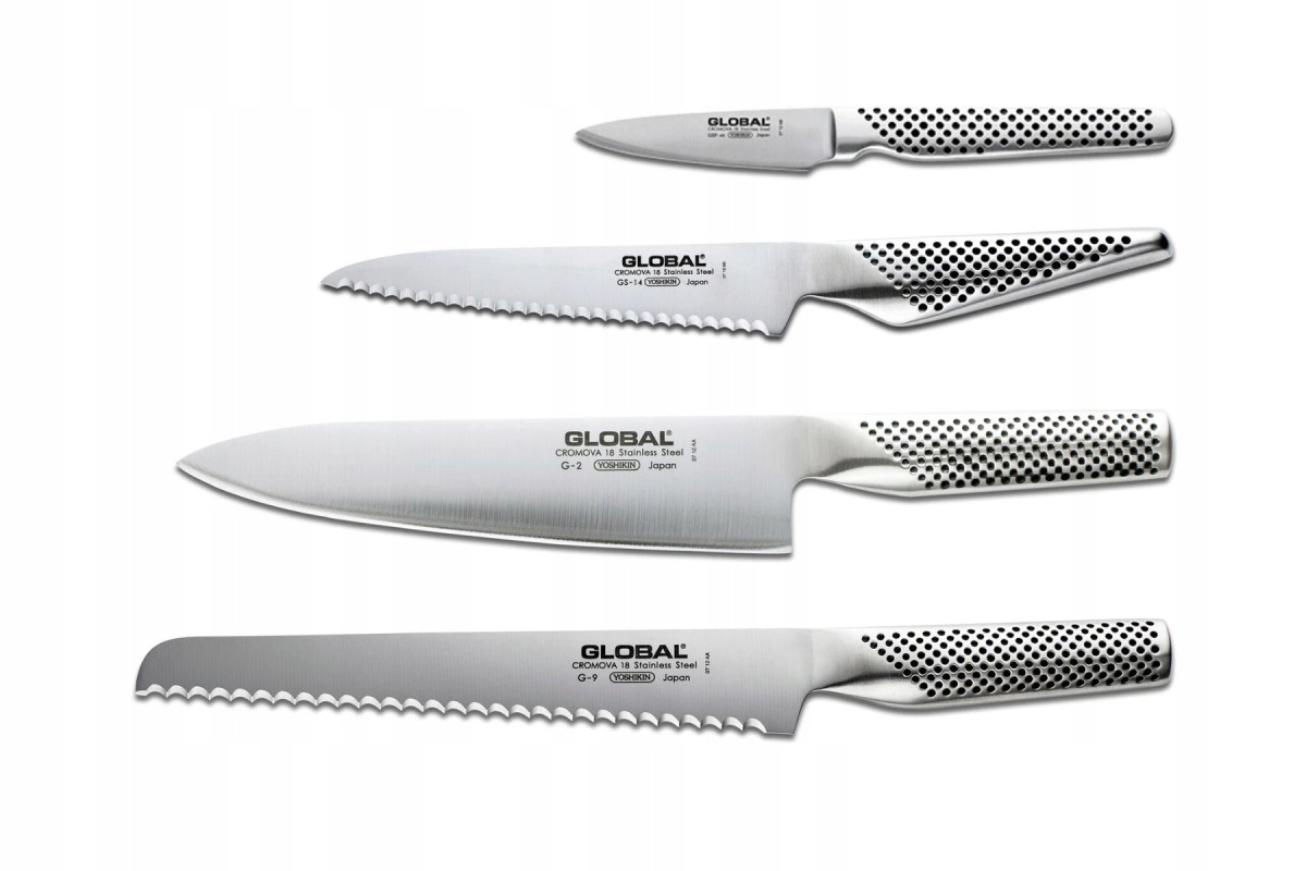 Global Essential Set Zestaw 4 Noży Kuchennych G-2, G-9, GS-14, GSF-46
