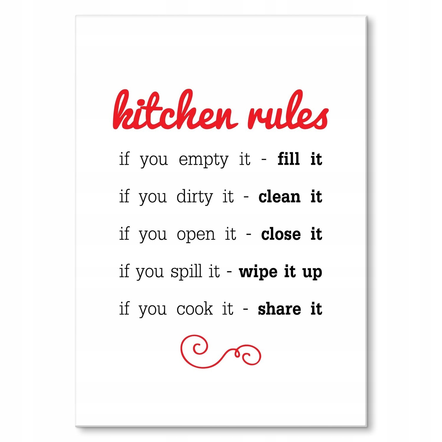 Kovový plakát Kitchen rules Dárek 42 x 59 cm