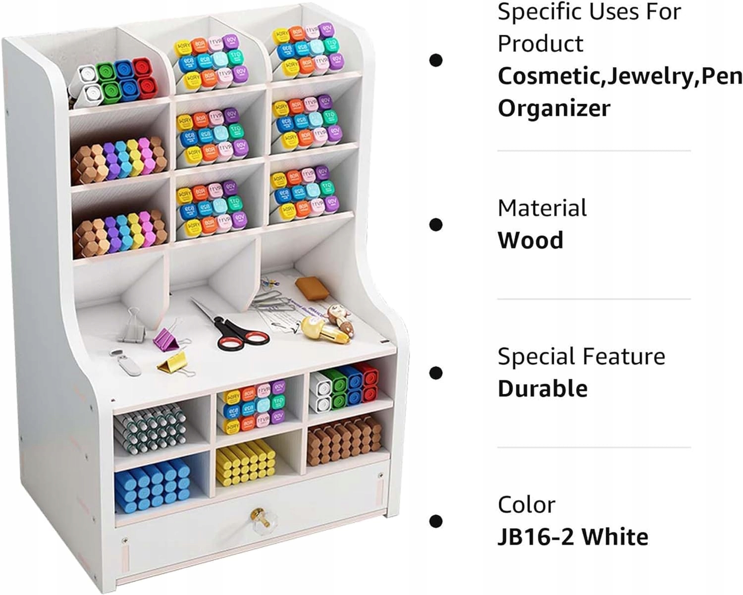 ORGANIZER NA BIURKO Z SZUFLADĄ DUŻE ZASTOSOWANIE BIAŁE Marka inny