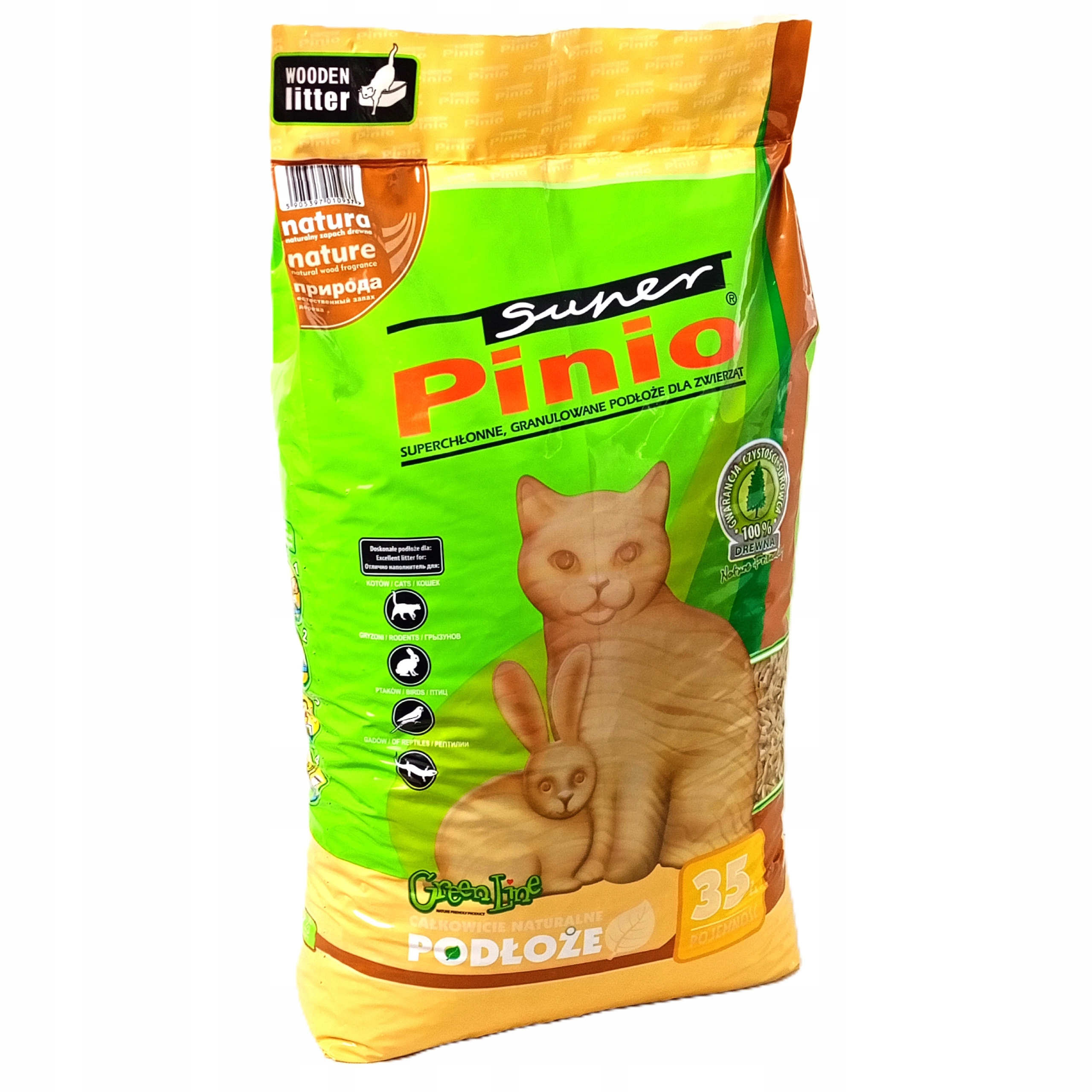 Levně Stelivo pro kočky křečka králíka, potkana, hlodavce, myšky, dřevěné, příroda 35 l