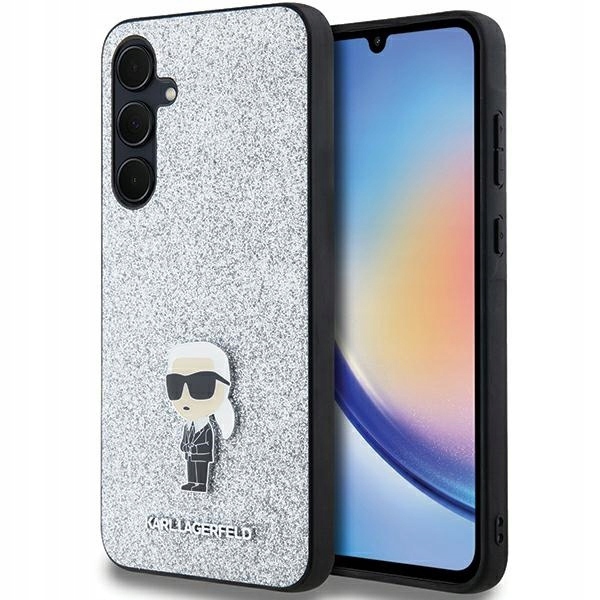 Zadní Kryt Karl Lagerfeld pro Samsung A35 Glitter Metal Ikonik stříbrný