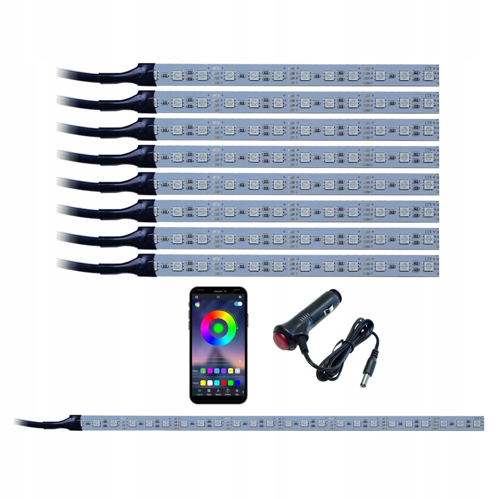 Led kabiny auta Rgb 8x30 cm nosič Bluetooth