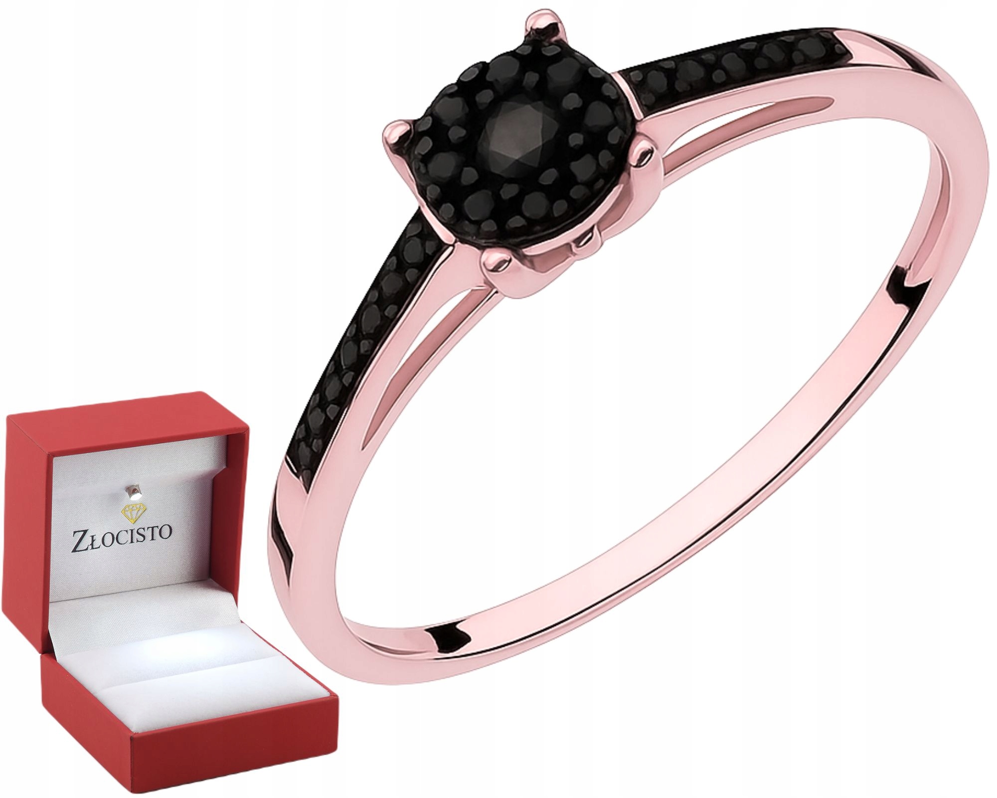 Růžové Zlato Prstýnek Černé Brilianty Zlato 585 Gravírování Bonus