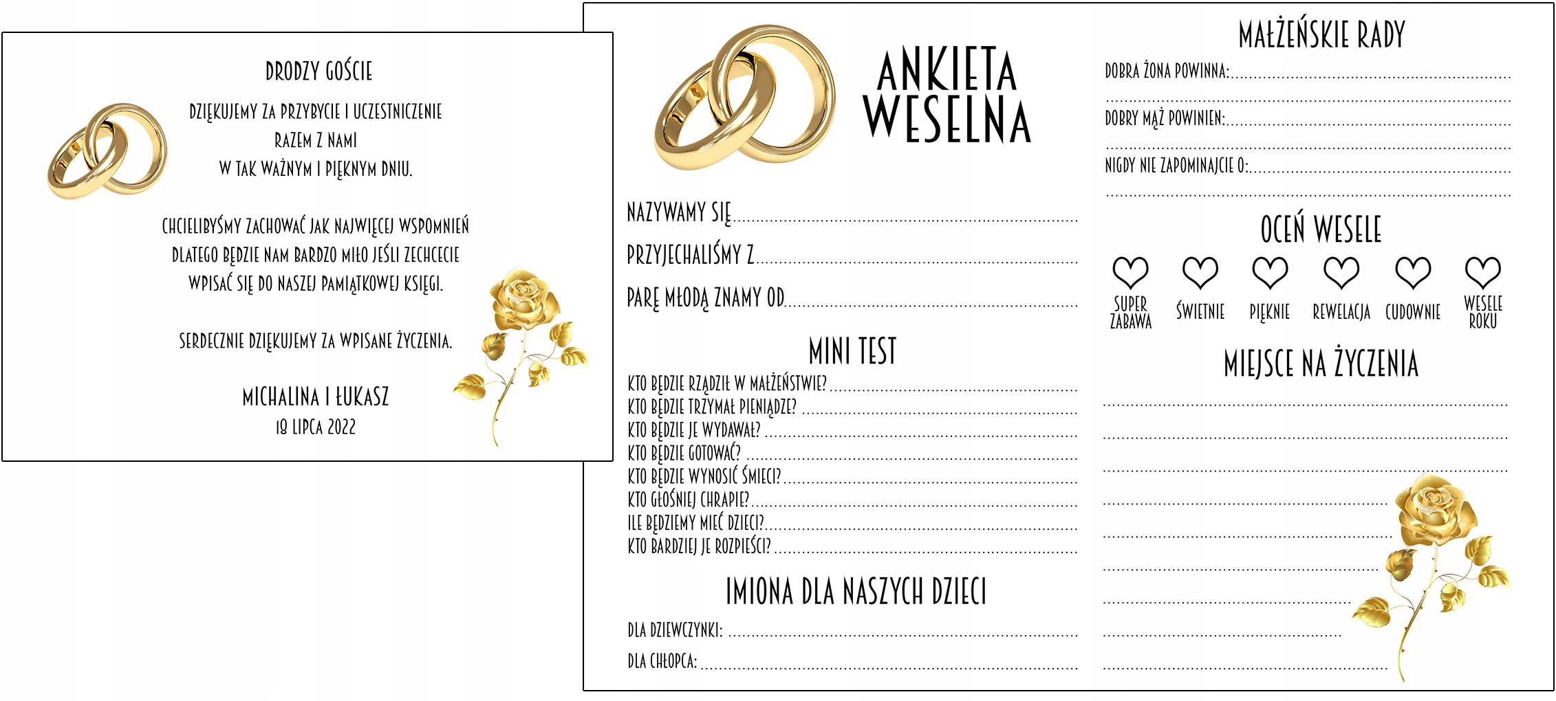 KSIĘGA GOŚCI NA WESELE ŚLUB Z ANKIETAMI PERSONALIZOWANA DREWNIANA PAMIĄTKA Kolor dominujący beże i brązy