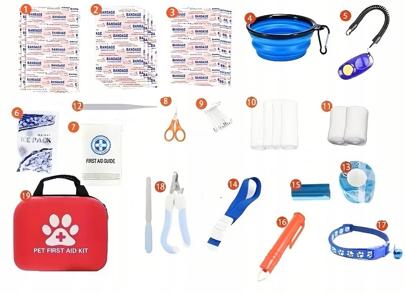Levně Lékárnička první pomoci pro psa kočku Přenosná sada červená