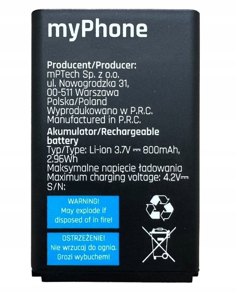 Bateria Do myPhone 1065 myPhone 800 mAh